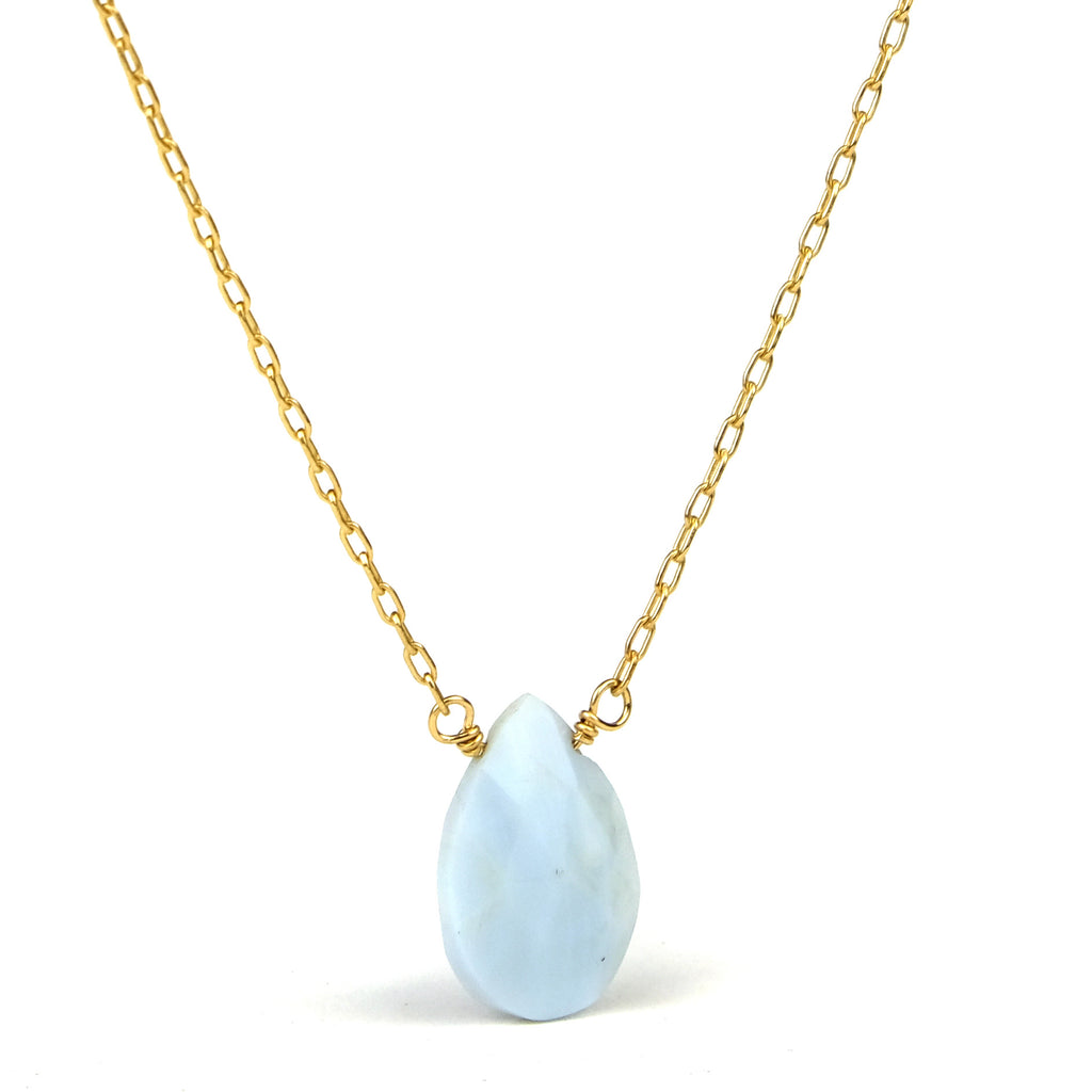 Blue Chalcedony on Gold Filled Chain with Gold Filled Trigger Clasp
