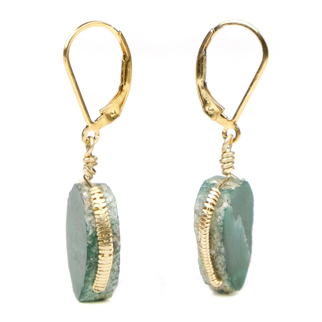 Emerald Earrings with Gold Plated Latch Back Ear Wires