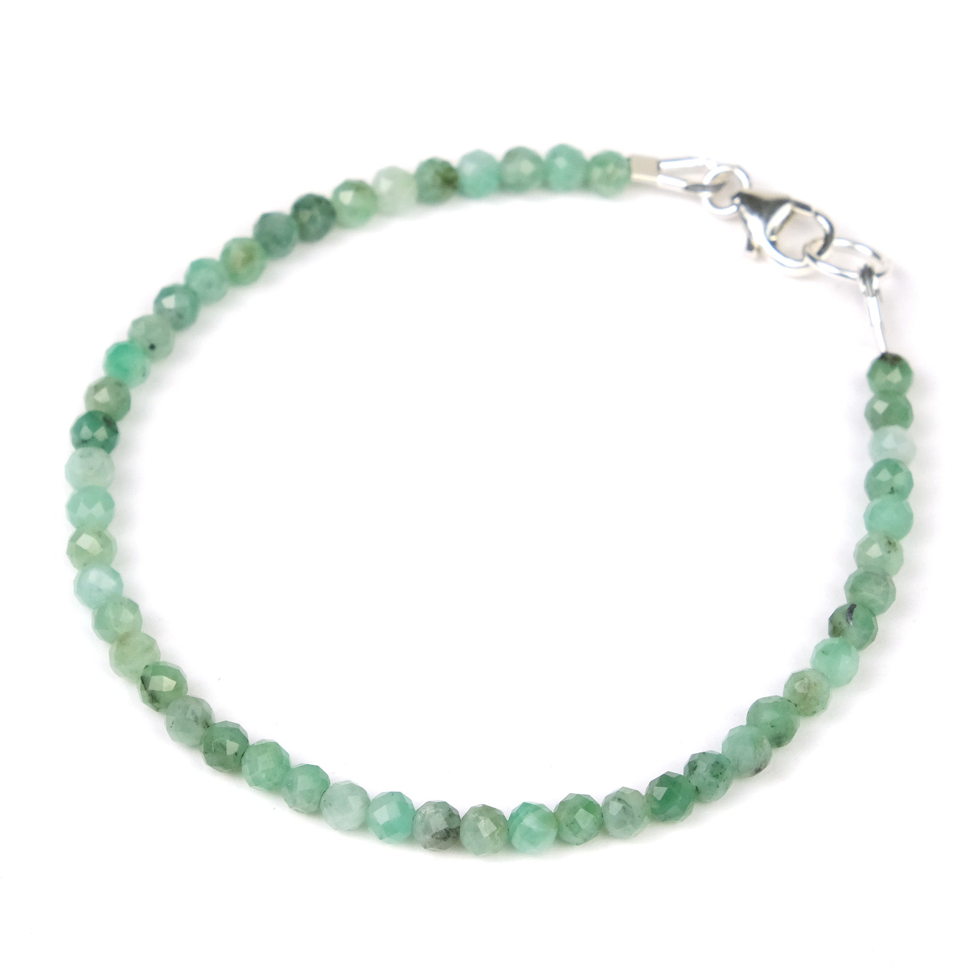 Long Leather Bracelet Featuring Genuine Emerald Faceted Stones and Tahitian Pearl Clasp to Wrap Three Time Around The Wrist.