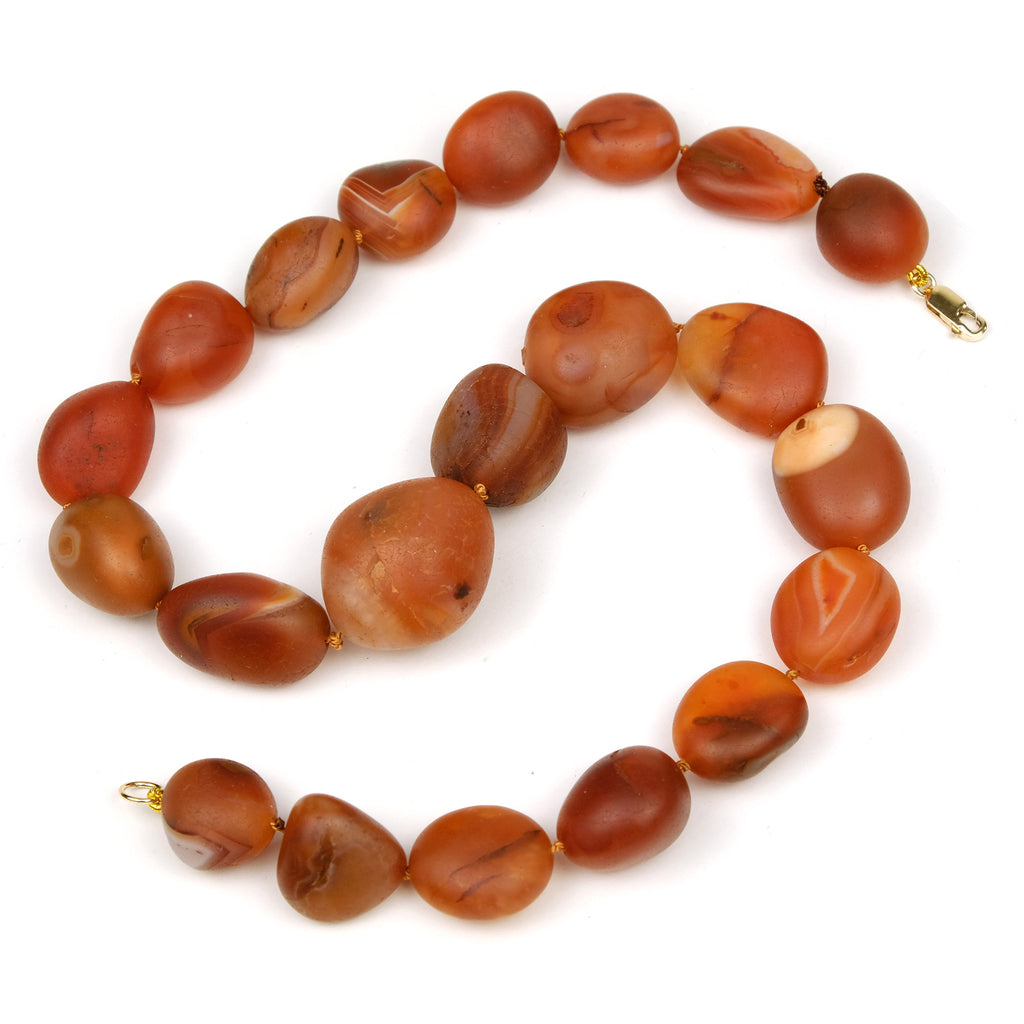 Carnelian Knotted Necklace with Gold Filled Lobster Claw Clasp