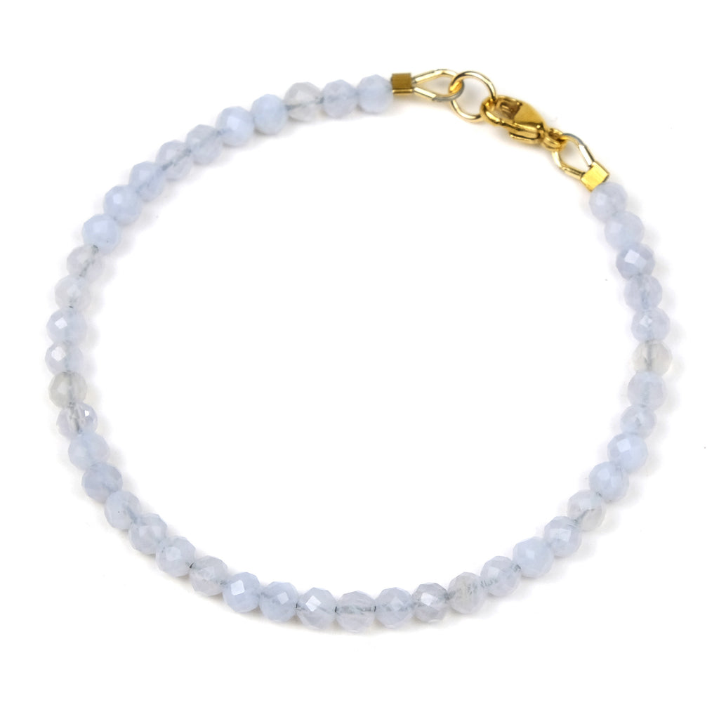 Blue Lace Agate Bracelet with Gold Filled Trigger Clasp