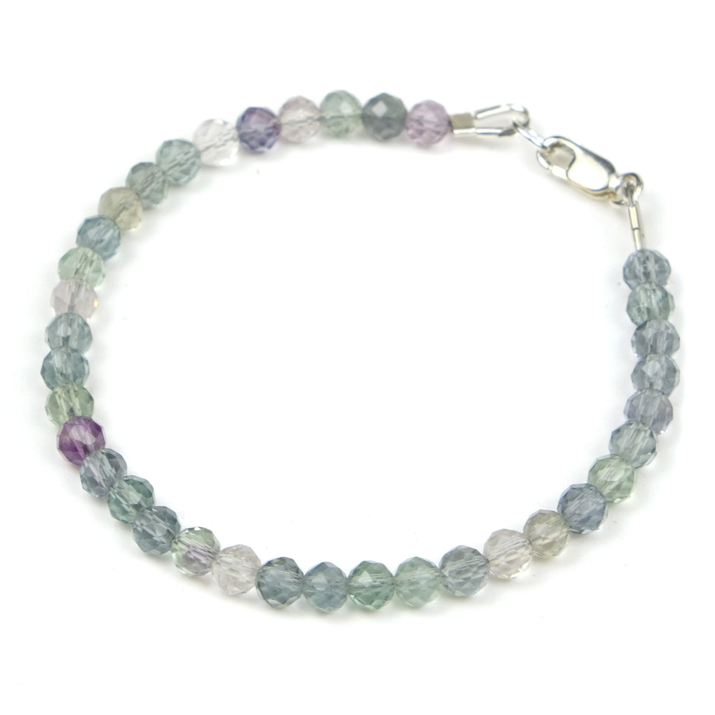Fluorite Bracelet with Sterling Silver Lobster Claw Clasp