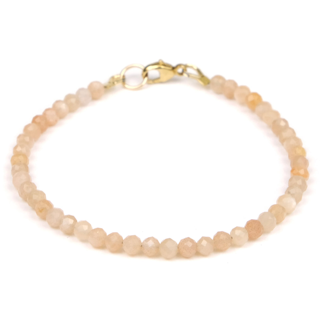 Peach Moonstone Bracelet with Gold Filled Trigger Clasp
