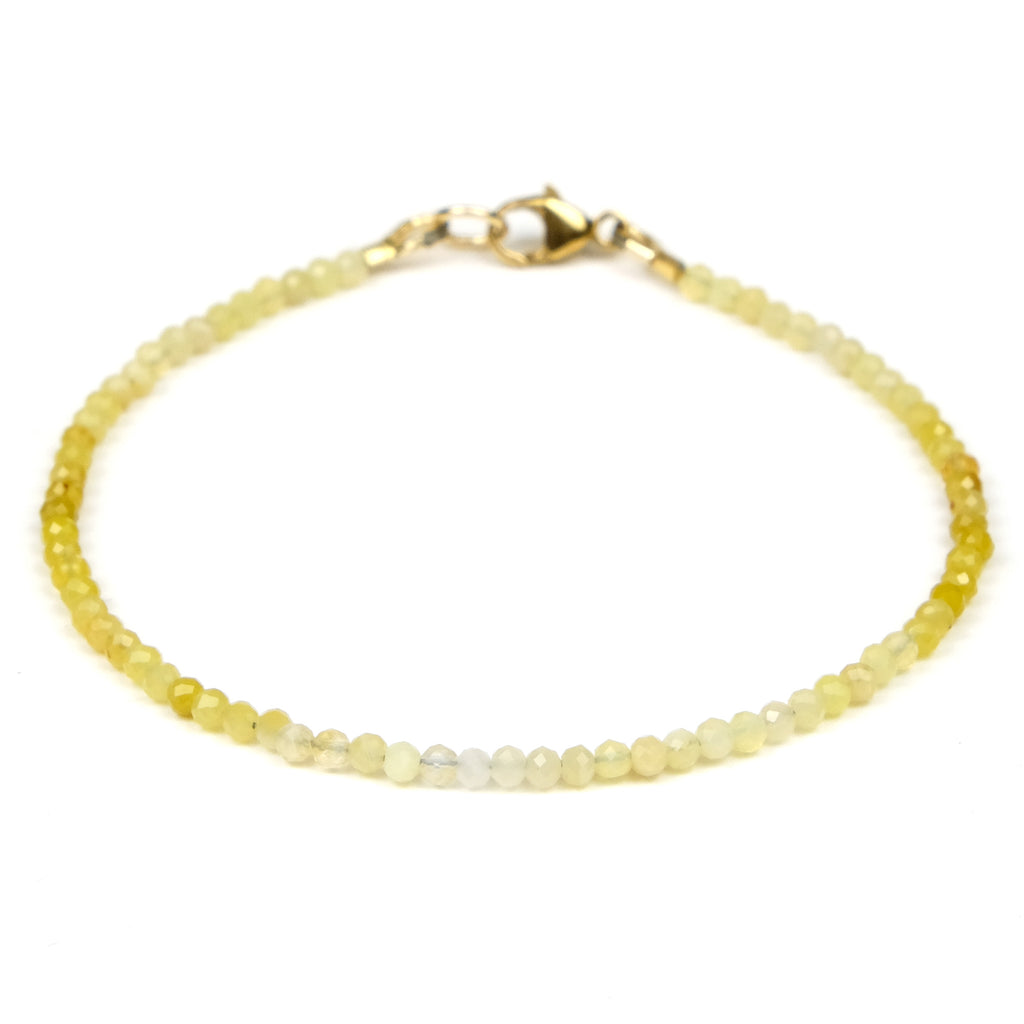 Yellow Opal 2.5mm Faceted Rounds Bracelet with Gold Filled Trigger Clasp