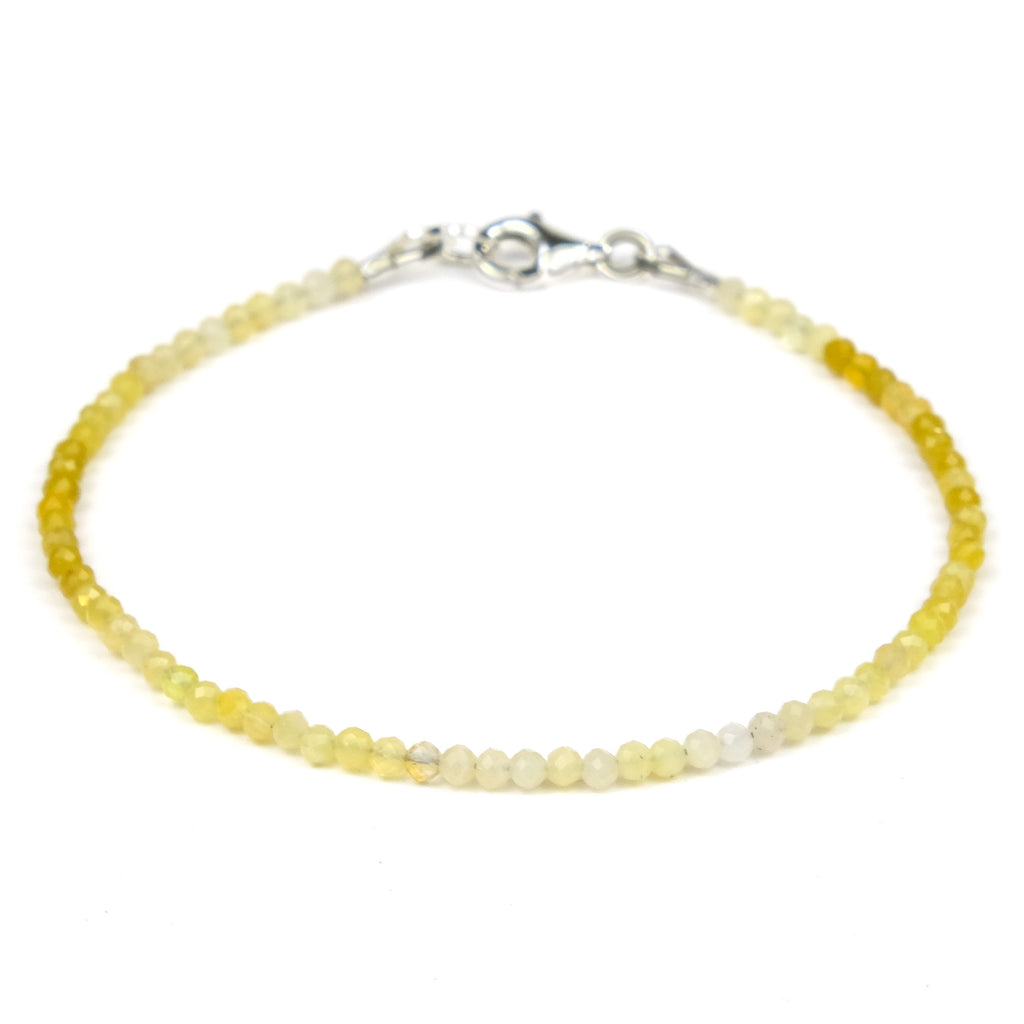 Yellow Opal 2.5mm Faceted Rounds Bracelet with Sterling Silver Trigger Clasp