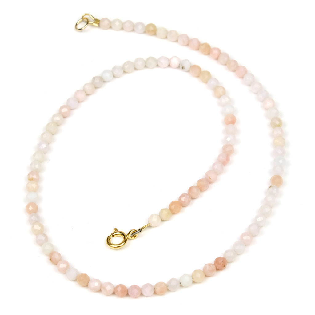 Pink Opal 4mm Faceted Round Necklace with Gold Filled Spring Clasp