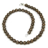 Brown Snowflake Obsidian 8mm Smooth Rounds Necklace with Sterling Silver Fancy Lobster Clasp