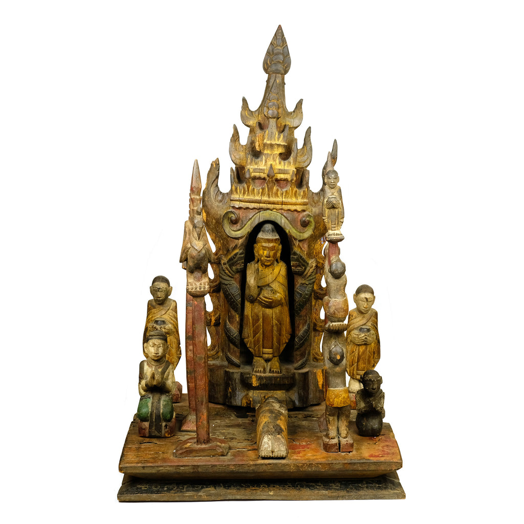 Early 20th Century Northern Thailand / Laos Border Buddha Devotional Tableau