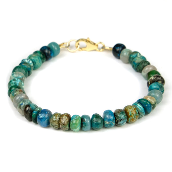 Chrysocolla 7mm Rondelle Bracelet with Gold Filled Trigger Clasp
