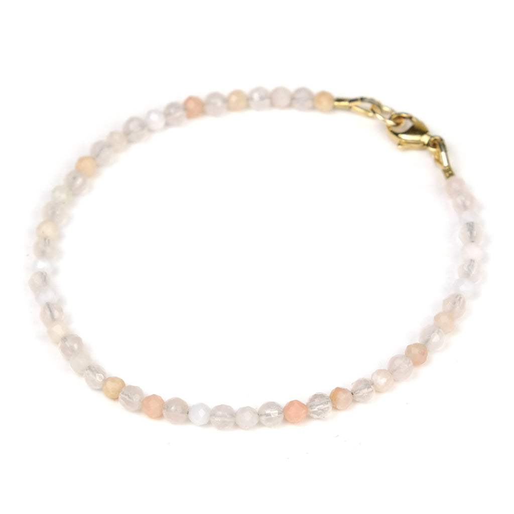 Pink Opal 3mm Faceted Round Bracelet with Gold Filled Trigger Clasp