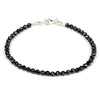 Black Tourmaline 3mm Faceted Round Bracelet with Sterling Silver Trigger Clasp