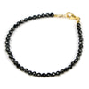 Black Tourmaline 3mm Faceted Round Bracelet with Gold Filled Trigger Clasp