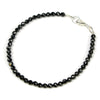 Black Tourmaline 3mm Faceted Round Bracelet with Sterling Silver Trigger Clasp