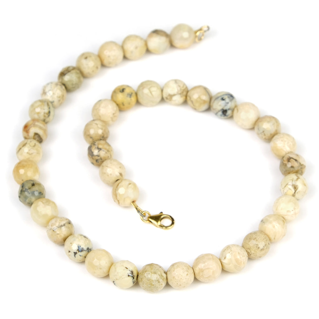 White African Opal 10mm Faceted Round Necklace with Gold Filled Trigger Clasp