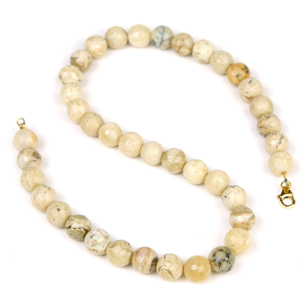 White African Opal 10mm Faceted Round Necklace with Gold Filled Trigger Clasp