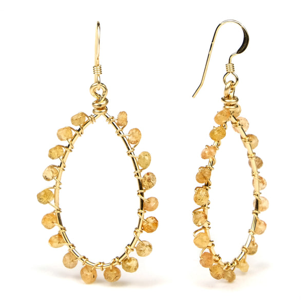 Imperial Golden Topaz 4mm Faceted Rondelle Oval Hoop Earrings with Gold Filled French Earwires