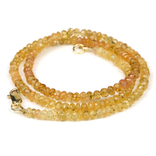 Imperial Golden Topaz 4mm Faceted Rondelle Necklace with Gold Filled Lobster Claw Clasp