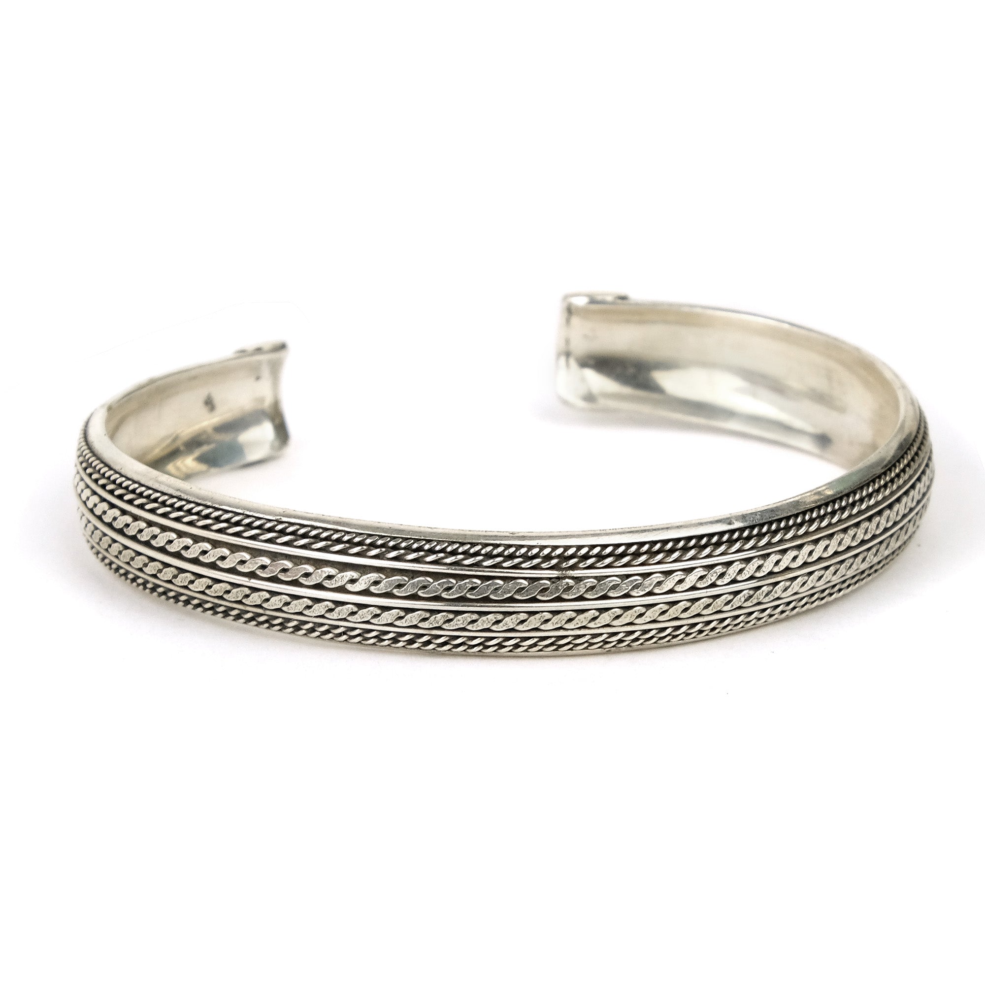 Modern Sterling Silver Charm Cuff Bangle Bracelet - 3 Lengths