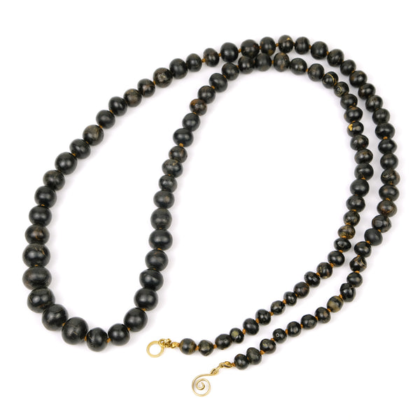 Natural Black Coral Graduated Round Beaded Necklace/Strand with Gold P –  Beads of Paradise