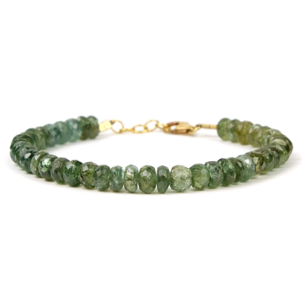 Green Apatite Bracelet with Gold Plated Trigger Clasp