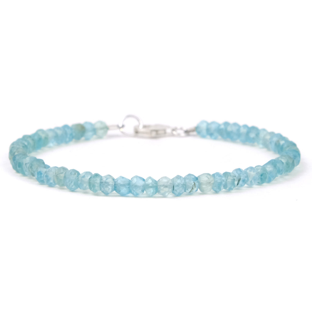 Apatite 4mm Faceted Rondelle Bracelet with Sterling Silver Trigger Clasp