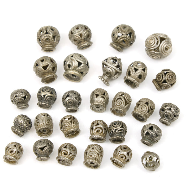 Afghan Tribal High Silver Content Heirloom Dowry Beads Small Size LOT 5