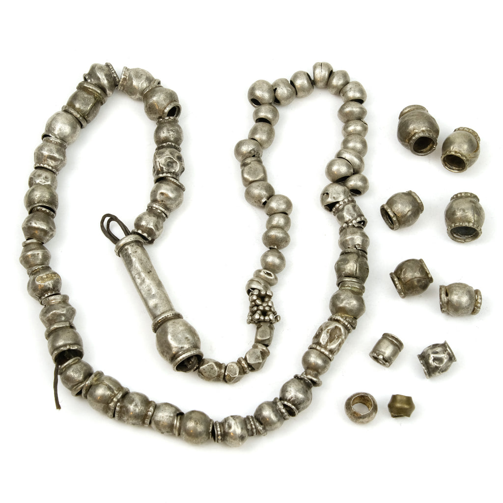 Afghan Tribal High Silver Content Heirloom Dowry Bead Strand Plus Loose Bead LOT
