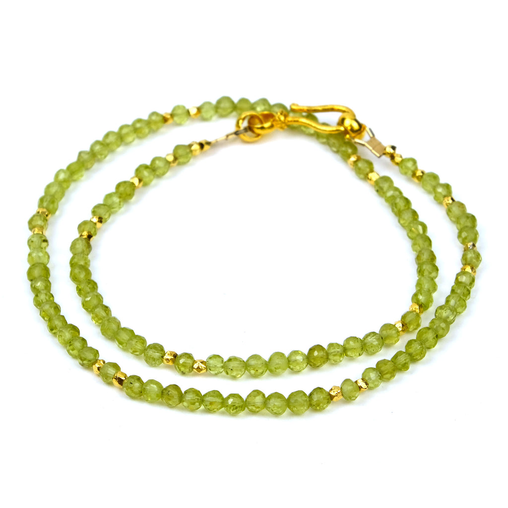 Peridot Necklace with Gold Plate Hook Clasp
