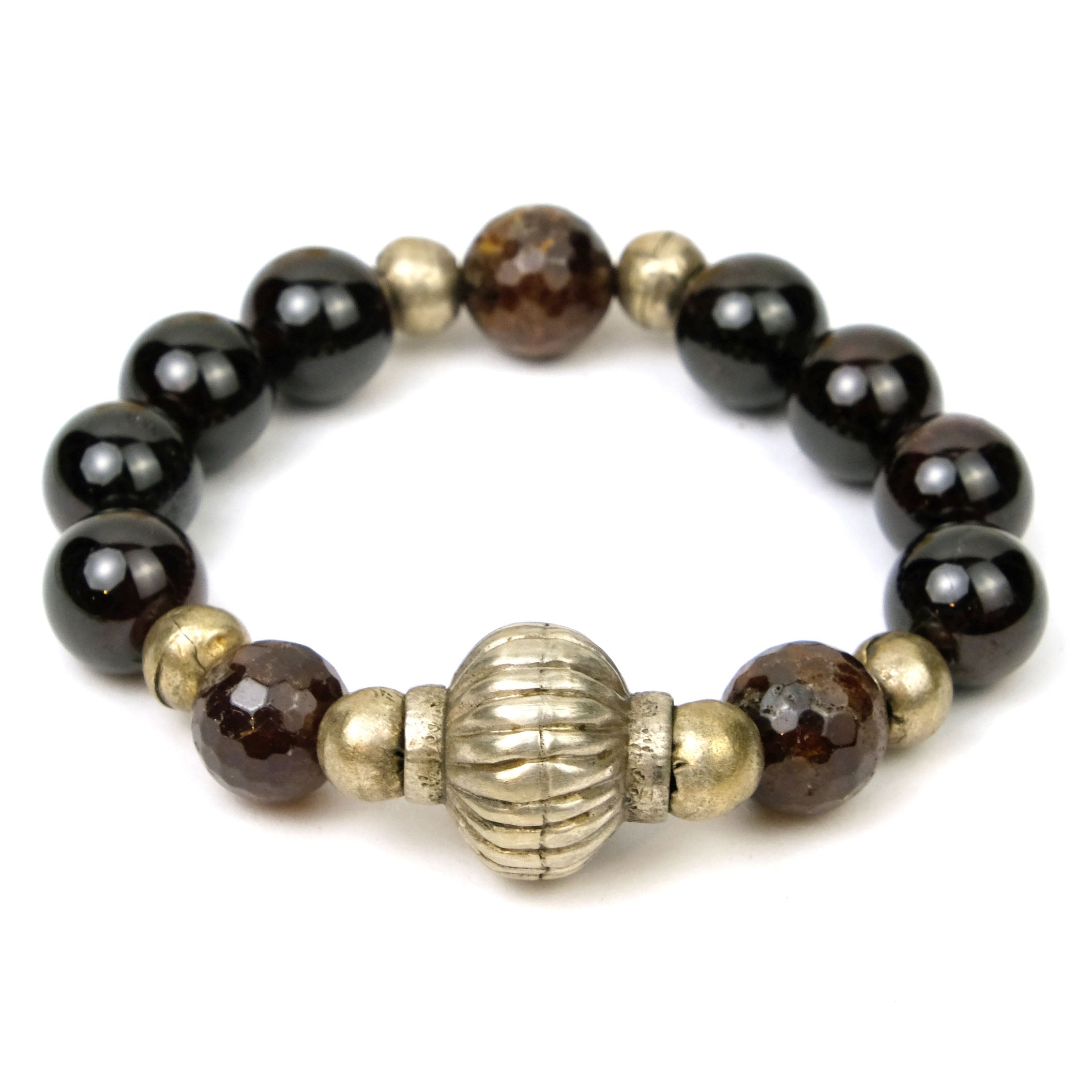 Semi-Precious Stone and Palmwood Chakra Stretch Bracelet