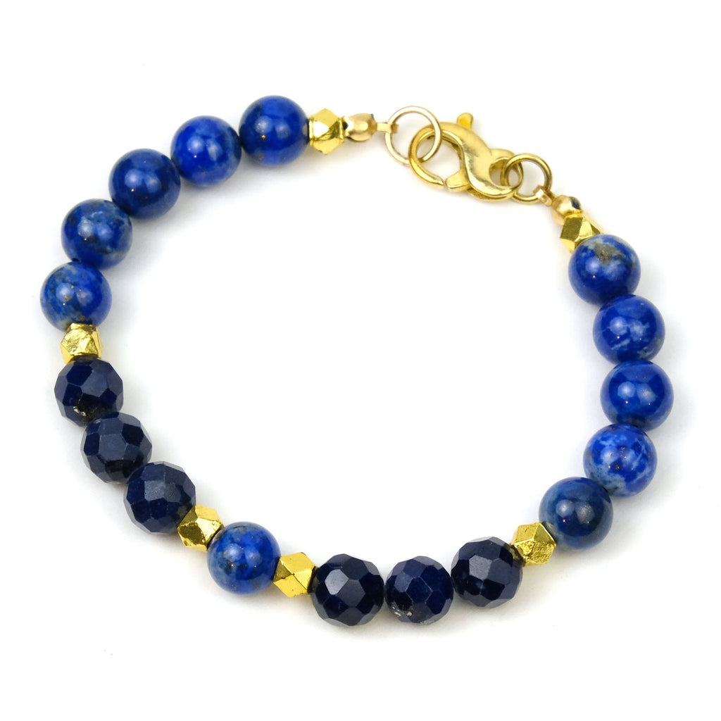 Lapis Lazuli Bracelet with Gold Plate Lobster Claw Clasp