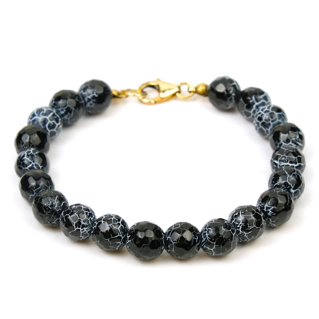 Weathered Agate 8mm Faceted Round Bracelet with Gold Filled Trigger Clasp