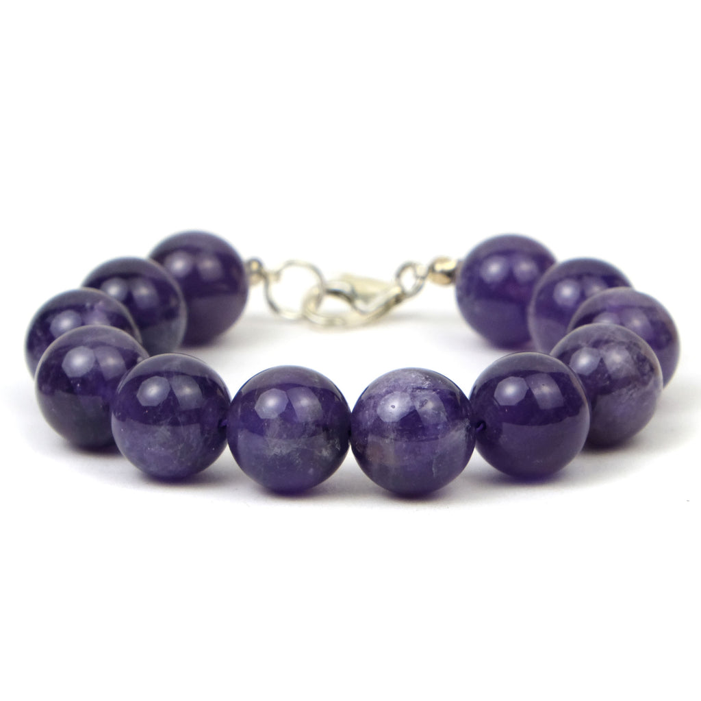 Amethyst 12mm Round Bracelet with Sterling Silver Trigger Clasp