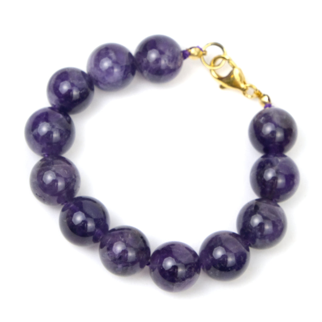 Amethyst 12mm Round Bracelet with Gold Filled Trigger Clasp
