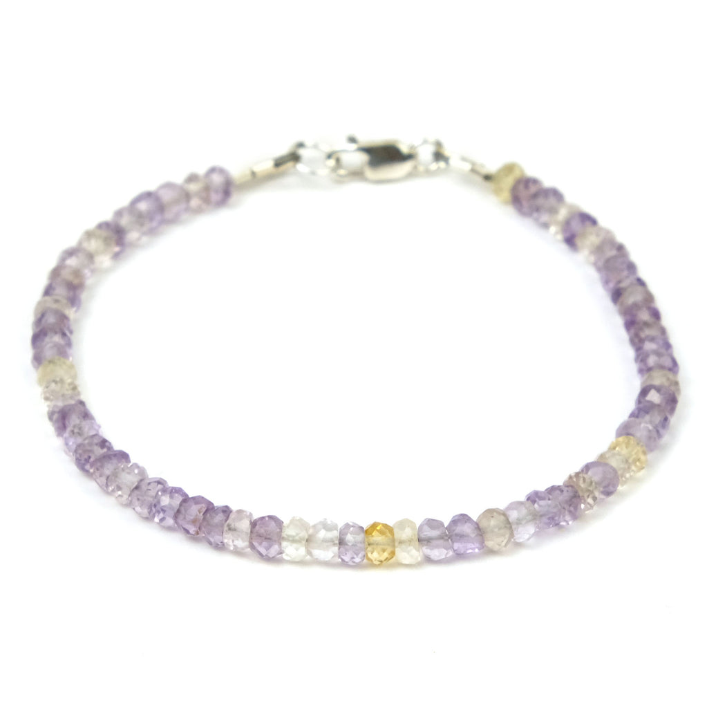 Ametrine 3.5mm Faceted Rondelle Bracelet with Sterling Silver Lobster Clasp