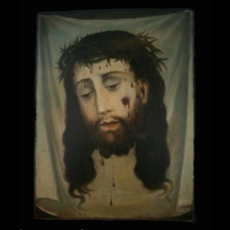19th Century Mexican Divino Rostro de Jesus / Veil of Veronica Retablo ...