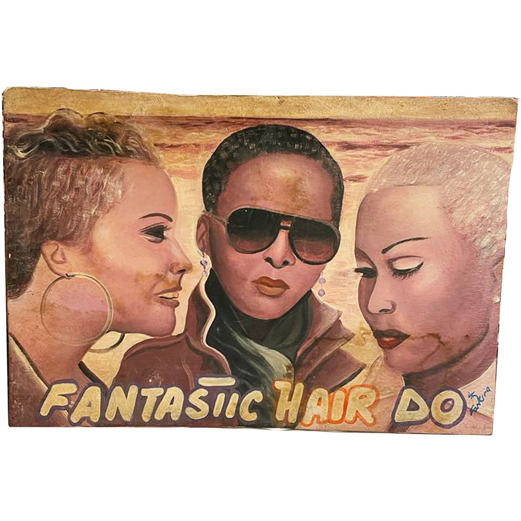 "Fantastic Hair Do" Hand-Painted African Barber Shop Sign #620
