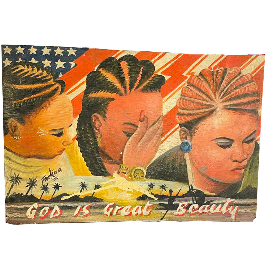 "God is Great Beauty" Hand-Painted African Barber Shop Sign #625