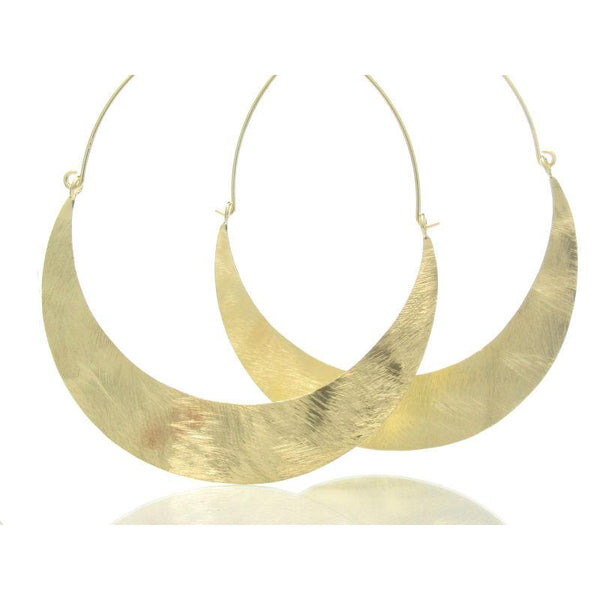 Gold Plated Over Sterling Silver Brushed Quarter Moon Earrings