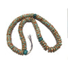 Turquoise and Coral Inlaid 22 MM Yak Bone Mala with 18th Century Chinese Trade Beads