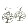 Tree of Life Circle Sterling Silver Earrings