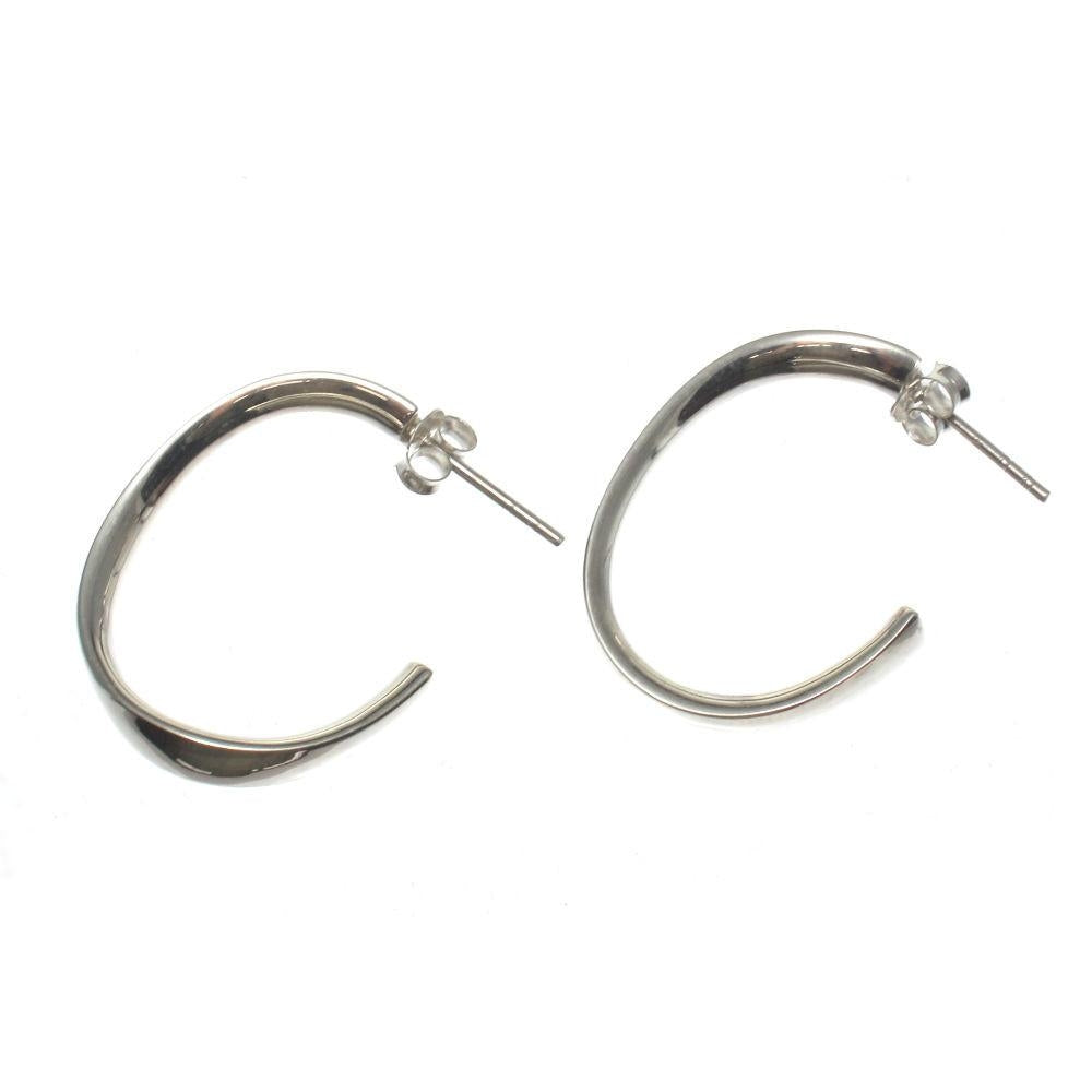 Slightly Twisted Hoop Sterling Silver Earrings with Post
