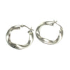 Sterling Silver Flat Ruffle 30mm Round Hoop Earrings