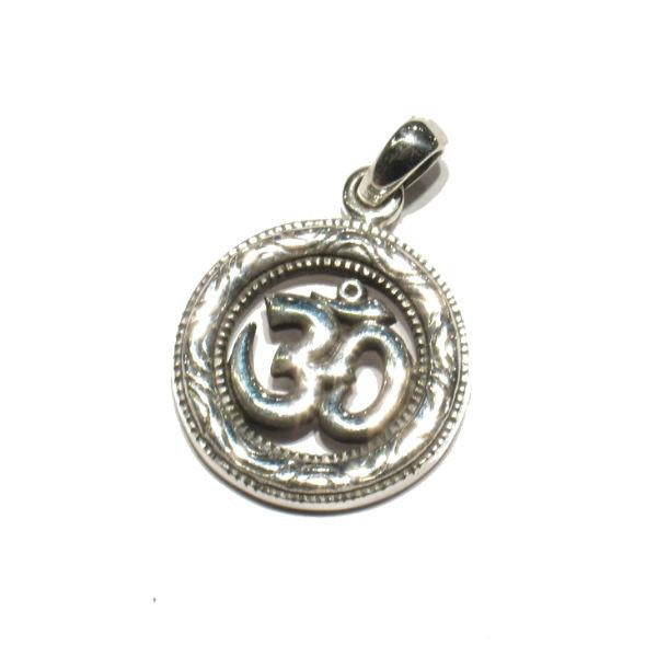 Om Circle Sterling Silver Pendant