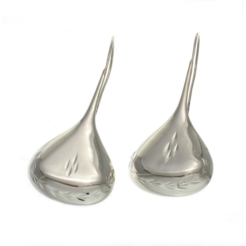 Raindrop Etched Sterling Silver Earrings