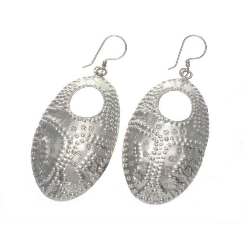 Hand Hammered Oval Sterling Silver Earrings