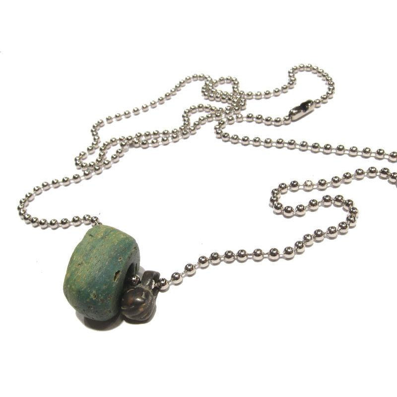 Antique Glass and Brass Bead Necklace