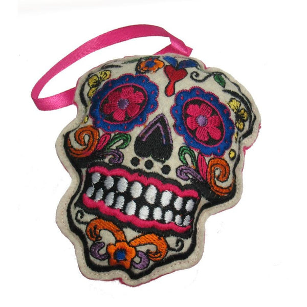 Felt Skull Ornament (Pink Strap)