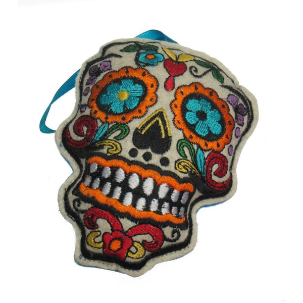 Felt Skull Ornament (Blue Strap)