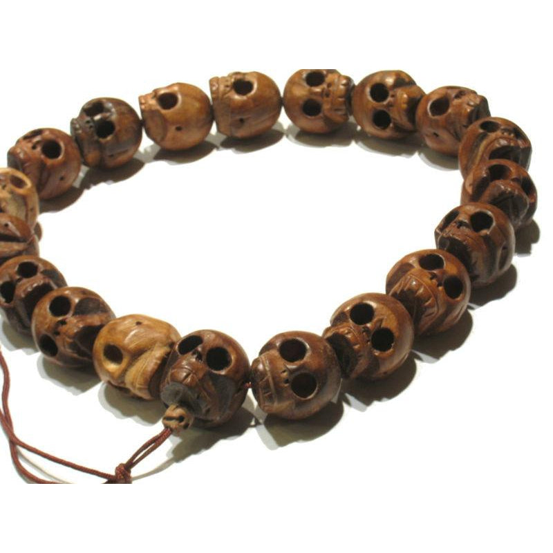 XL Date Wood Hand Carved Skull 18 Bead Mala – Beads of Paradise