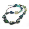 Antique Excavated Afghan Glass Bead Necklace with Faceted Ruby and Sapphire Accent Beads
